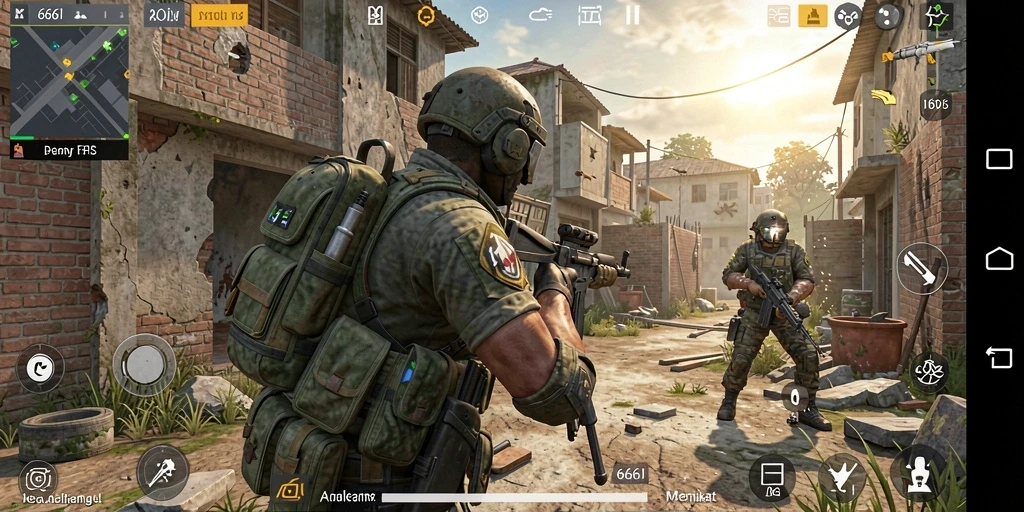 Gameplay mendebarkan dalam 666I yang menunjukkan aksi tembak-menembak.