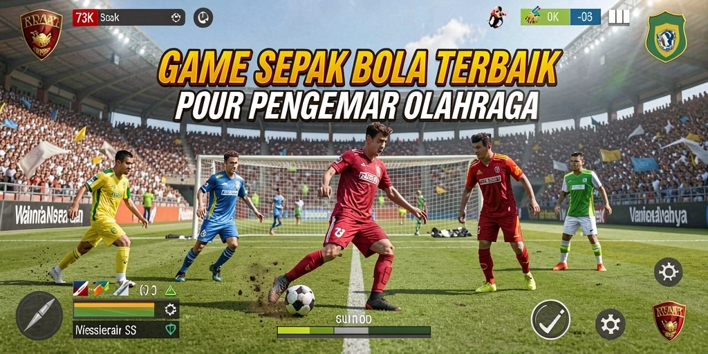 Tampilan gameplay seru di lapangan sepak bola dengan 73K.