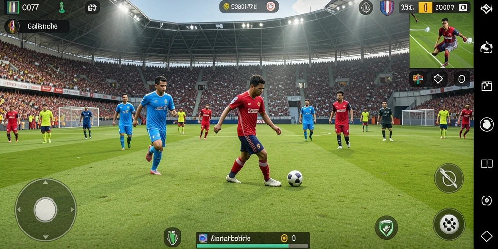 Tangkapan layar menampilkan aksi seru dalam permainan sepak bola.