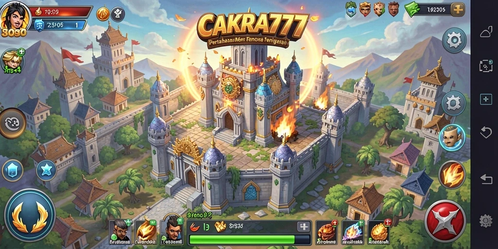 Tampilan gameplay menara pertahanan yang mendebarkan dalam CAKRA777.