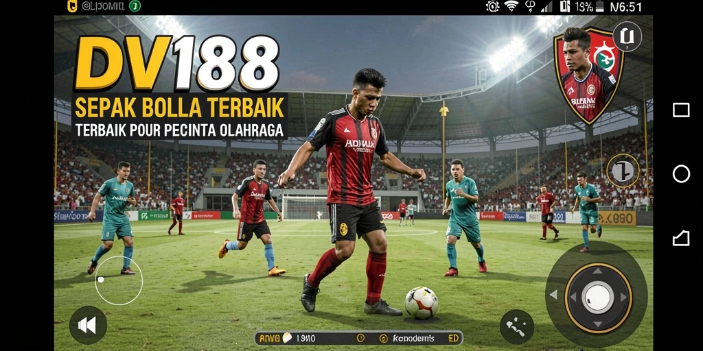 Screenshot DV188 menampilkan gameplay sepak bola yang realistis dan mendebarkan.