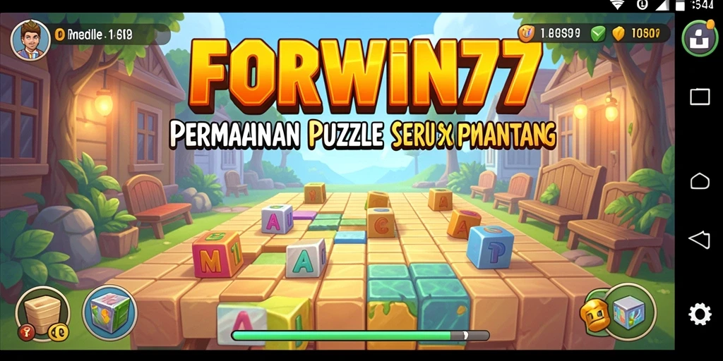Screenshot utama FORWIN77 menunjukkan gameplay puzzle yang menarik dan menantang.