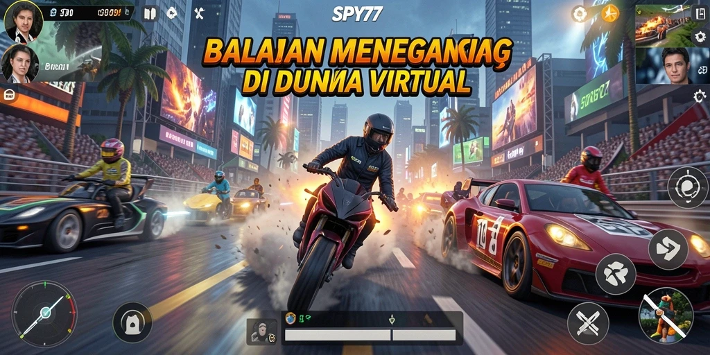 Tampilan gameplay SPY77 yang menegangkan dalam balapan kecepatan tinggi.