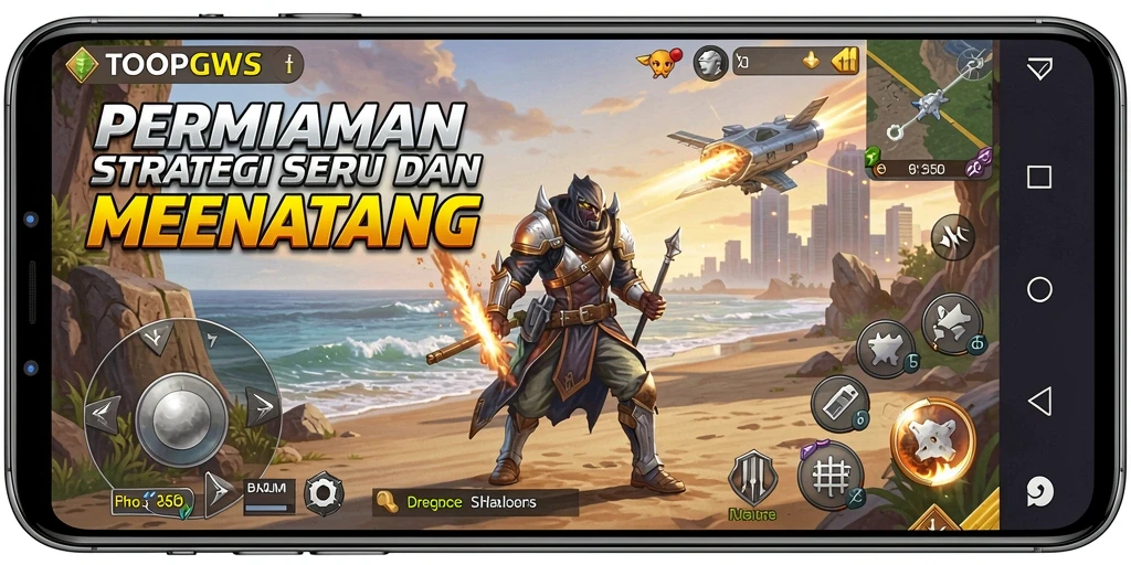 Screenshot gameplay TOOPGWS menampilkan tindakan strategis yang intens.