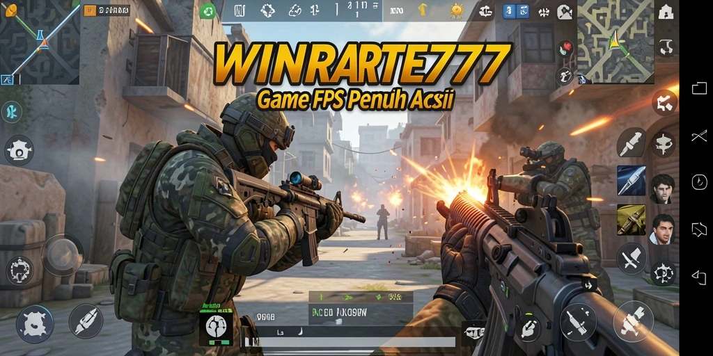 Tampak seru, gameplay intens dalam WINRATE777 menggunakan senjata modern.