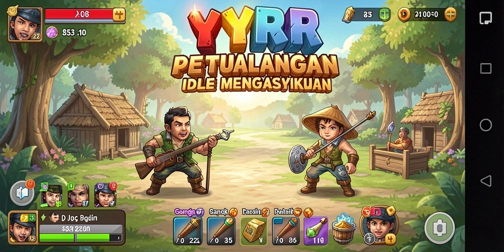 Tangkapan layar gameplay YYRR yang menampilkan aksi karakter dalam permainan Idle.